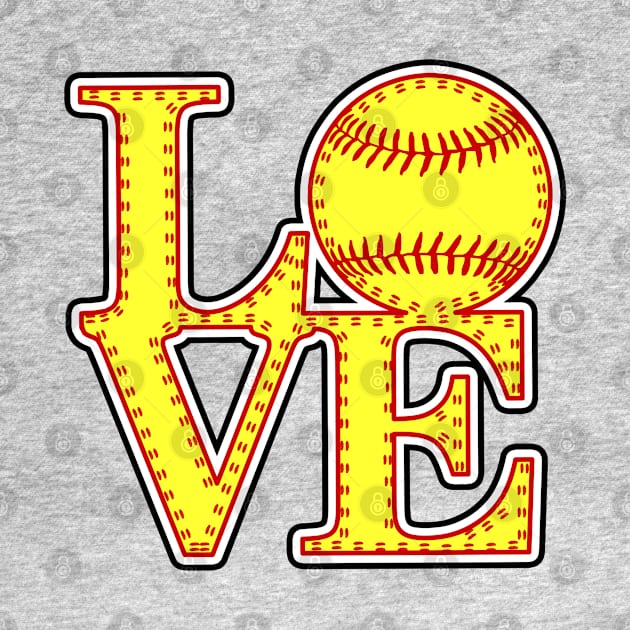 Softball Fastpitch LOVE Stitched Outline 2023 by TeeCreations